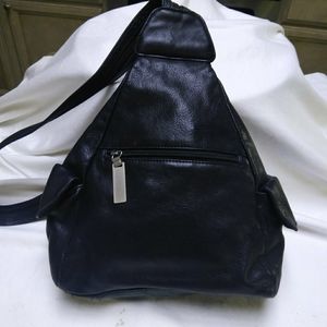 Black leather backpack